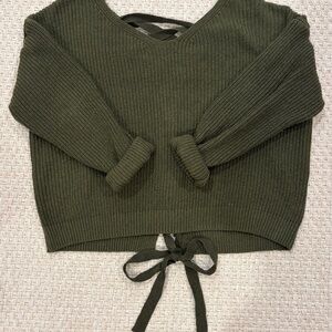 SHEIN Dark Green Sweater With Tie-Back